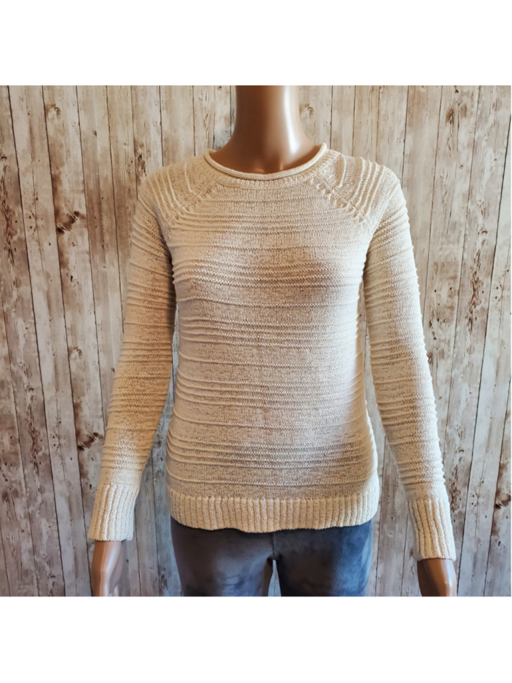 Women's American Living Beige Crew Neck Sweater Size XS